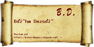 Bőhm Dezső névjegykártya