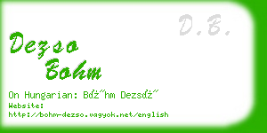 dezso bohm business card